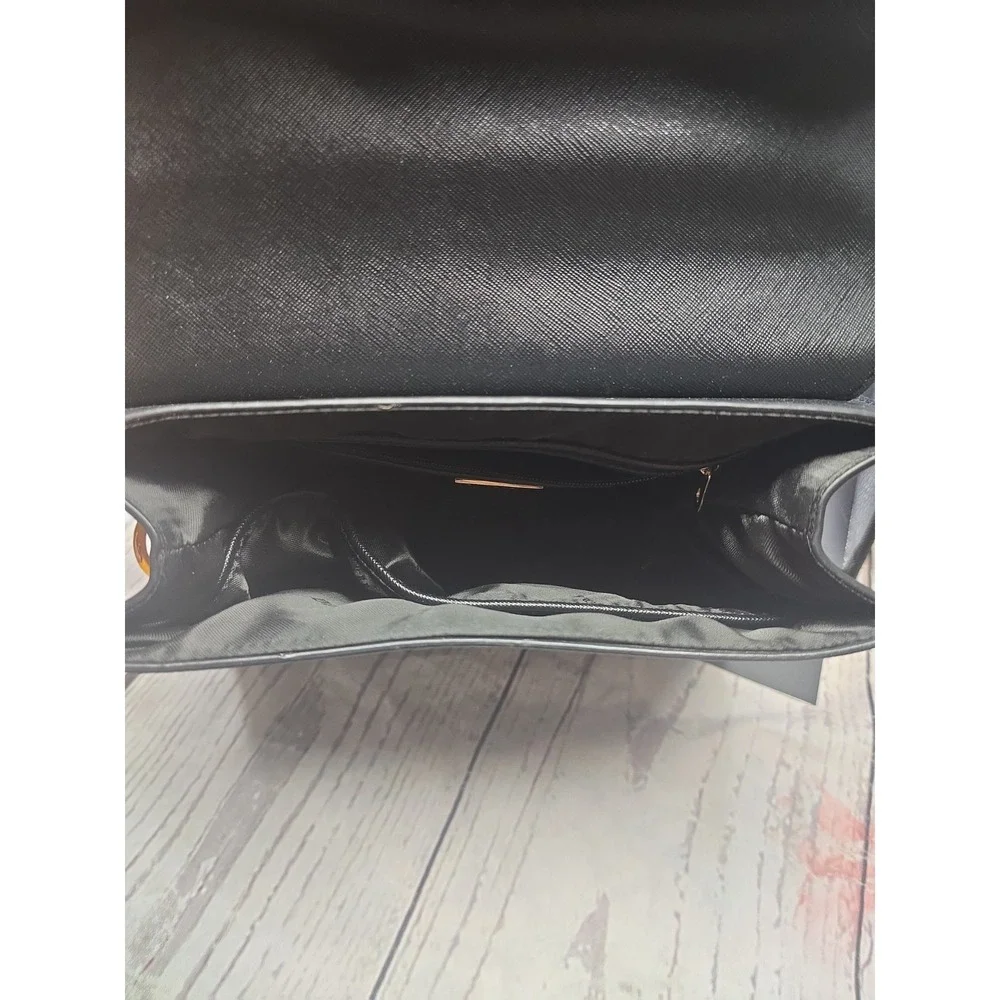 Dune London Black Faux Leather Two-Tone Handbag with Yellow Accents